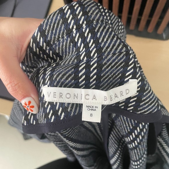 Veronica Beard Full Zip Striped Moto Blazer Navy White 8 - Picture 6 of 8